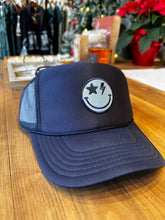 Load image into Gallery viewer, Navy Blue Smiley Trucker Hat
