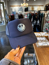 Load image into Gallery viewer, Navy Blue Smiley Trucker Hat
